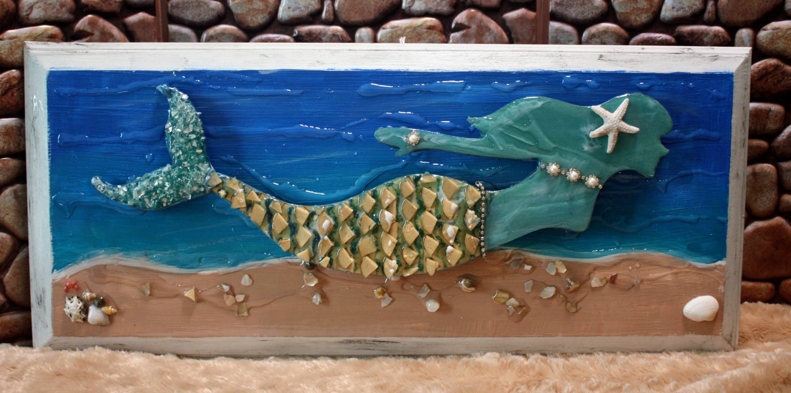 Under the sea Wood Mermaid 22×10 in ocean – Columbus Crafty Crafts